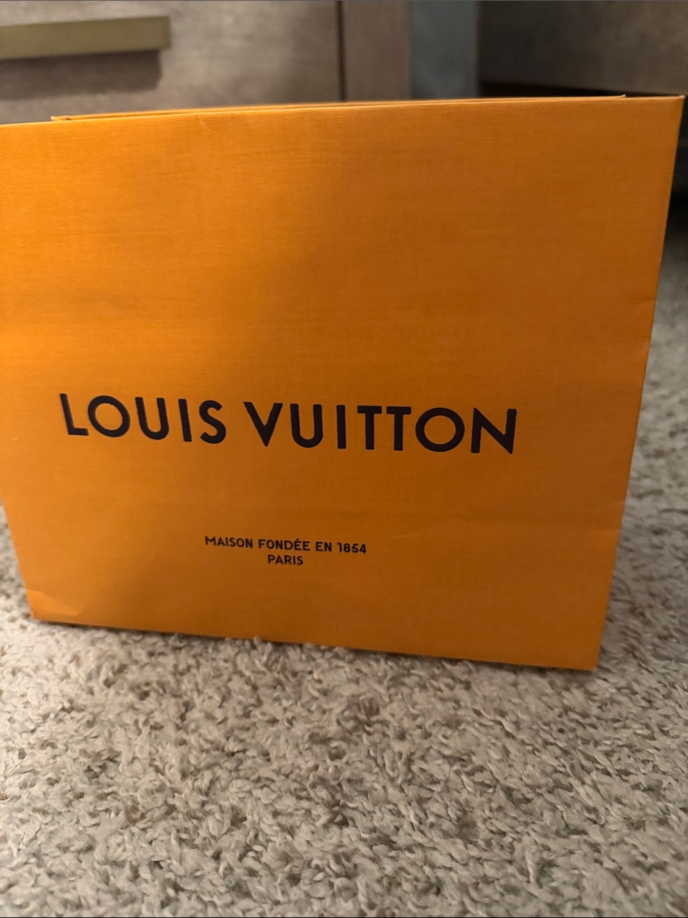 Louis Vuitton Orange Gift Bag with Black Logo